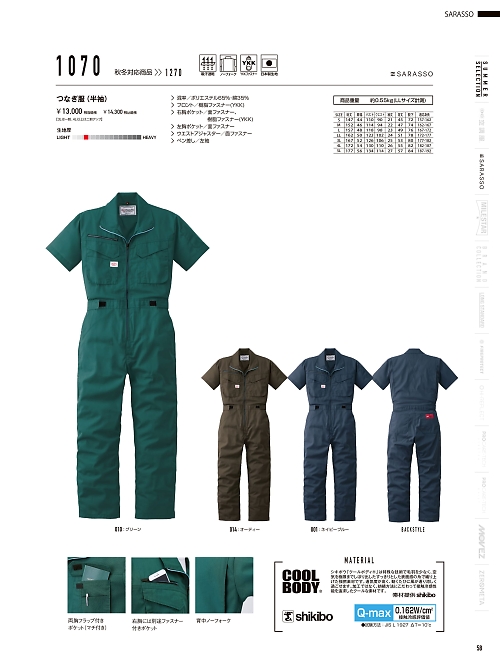 山田辰 DICKIES WORK　AUTO-BI THEMAN,1070,半袖ツナギ服の写真は2026最新カタログ58ページに掲載されています。