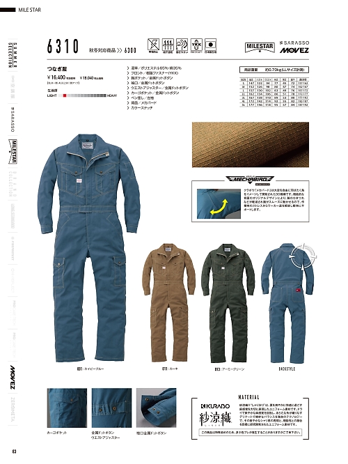 山田辰 DICKIES WORK　AUTO-BI THEMAN,6310 ツヅキ服の写真は2026最新オンラインカタログ83ページに掲載されています。