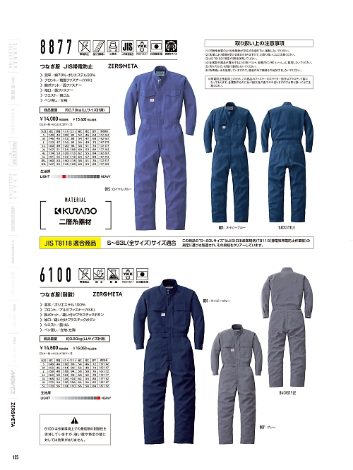 山田辰 DICKIES WORK　AUTO-BI THEMAN,8877,ツナギ服の写真は2026最新カタログ155ページに掲載されています。