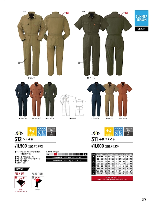 ヤマタカ Ｄｏｎ Yamataka,312 ツナギ服の写真は2024最新オンラインカタログ75ページに掲載されています。