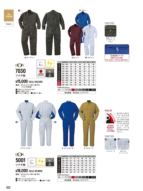 ヤマタカ Ｄｏｎ Yamataka,5001,ツナギ服(5000同商品)の写真は2026最新カタログ32ページに掲載されています。