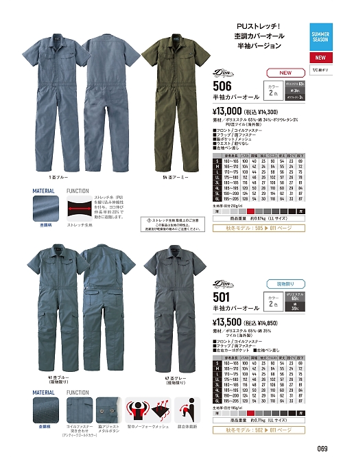 ヤマタカ Ｄｏｎ Yamataka,506 半袖カバーオールの写真は2026最新オンラインカタログ69ページに掲載されています。