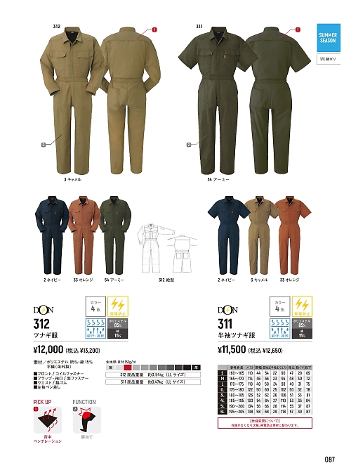 ヤマタカ Ｄｏｎ Yamataka,312 ツナギ服の写真は2026最新オンラインカタログ87ページに掲載されています。