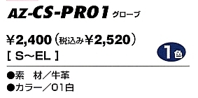 AZCSPR01 グローブのサイズ画像