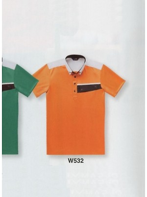クリックでW532 半袖ポロシャツ(オレンジ)のオンラインカタログのページを表示します