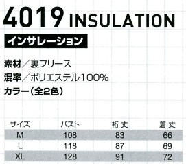 4019 インサレーションのサイズ画像