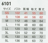 6101 ジャケットのサイズ画像