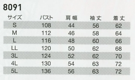 8091 ジャケットのサイズ画像