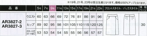 AR3827 タイトスカートのサイズ画像