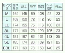 1580 サマーツナギ(サックス)のサイズ画像