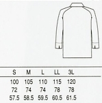 BA1221 兼用五分コートのサイズ画像