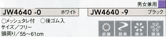 JW4640 ナノタレ付キャスケットのサイズ画像