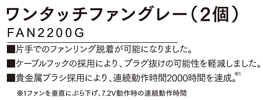 FAN2200G ワンタッチファングレー(2個入)(空調服)のサイズ画像
