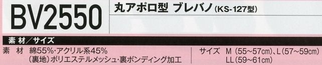 BV2550 丸アポロ型(ブレバノ)のサイズ画像