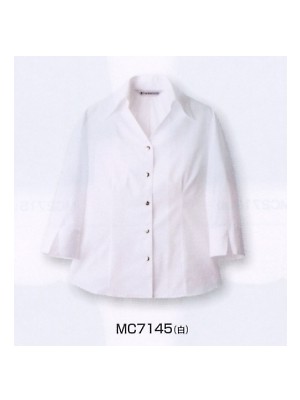 ユニフォーム25 MC7145 レディス7分袖シャツ(白)