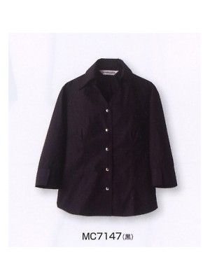MC7147 レディス7分袖シャツ(黒)の関連写真です