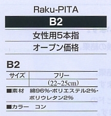 B2 女性用5本指のサイズ画像