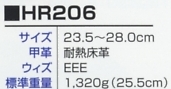 HR206 断熱安全靴(15廃番)のサイズ画像