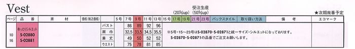 S02881 ベスト(事務服)のサイズ画像