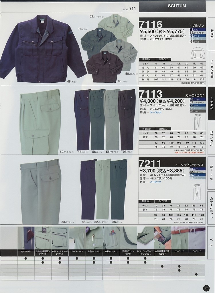 C&SYNページ 7113 カーゴパンツ(秋冬対応)[秋冬物] TS DESIGN 藤和のカタログ