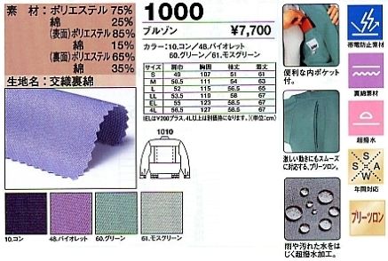 1000 ブルゾンのサイズ画像