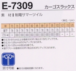 E7309 カーゴスラックスのサイズ画像