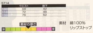 5714 キッズオーバーオールのサイズ画像