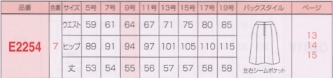E2254 フレアスカートのサイズ画像
